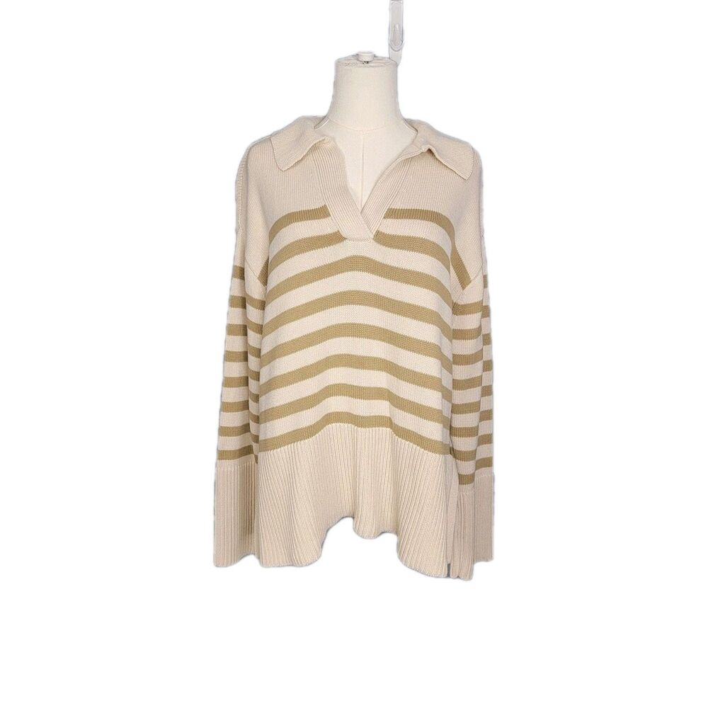 House of Harlow Sweater M Women 100% Cotton Birch Olive Oversized *faint stain*